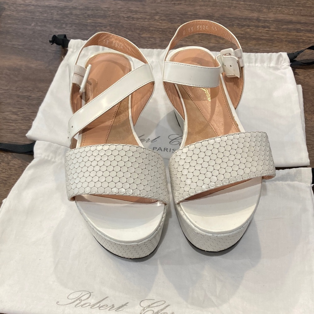 Robert Clergerie White Hexagon Pattern Sandals